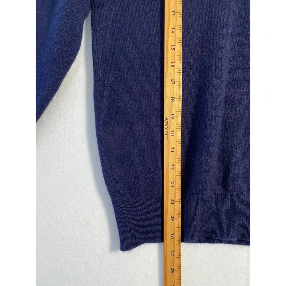 Vintage 100% Pure Cashmere V-Neck Sweater Navy Blue Made in Scotland Mens Sz M/L